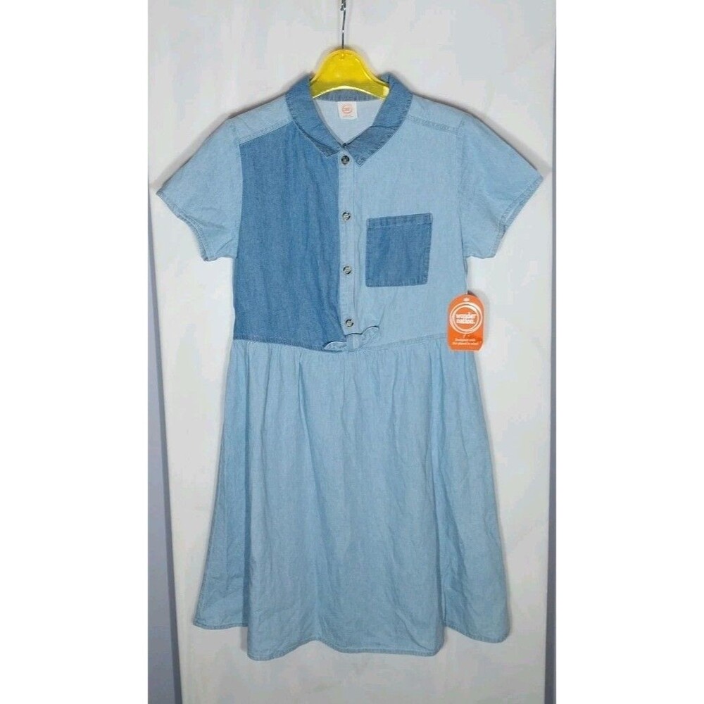 Wonder Nation Girls Chambray Dress XXL 18 100% Cotton Button Front NWT
